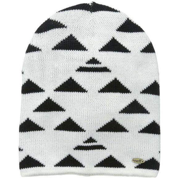 NEFF Headwear Ladies Ryder Beanie Hat Cap - One Size - Cream & Black Pyramids - Picture 1 of 3